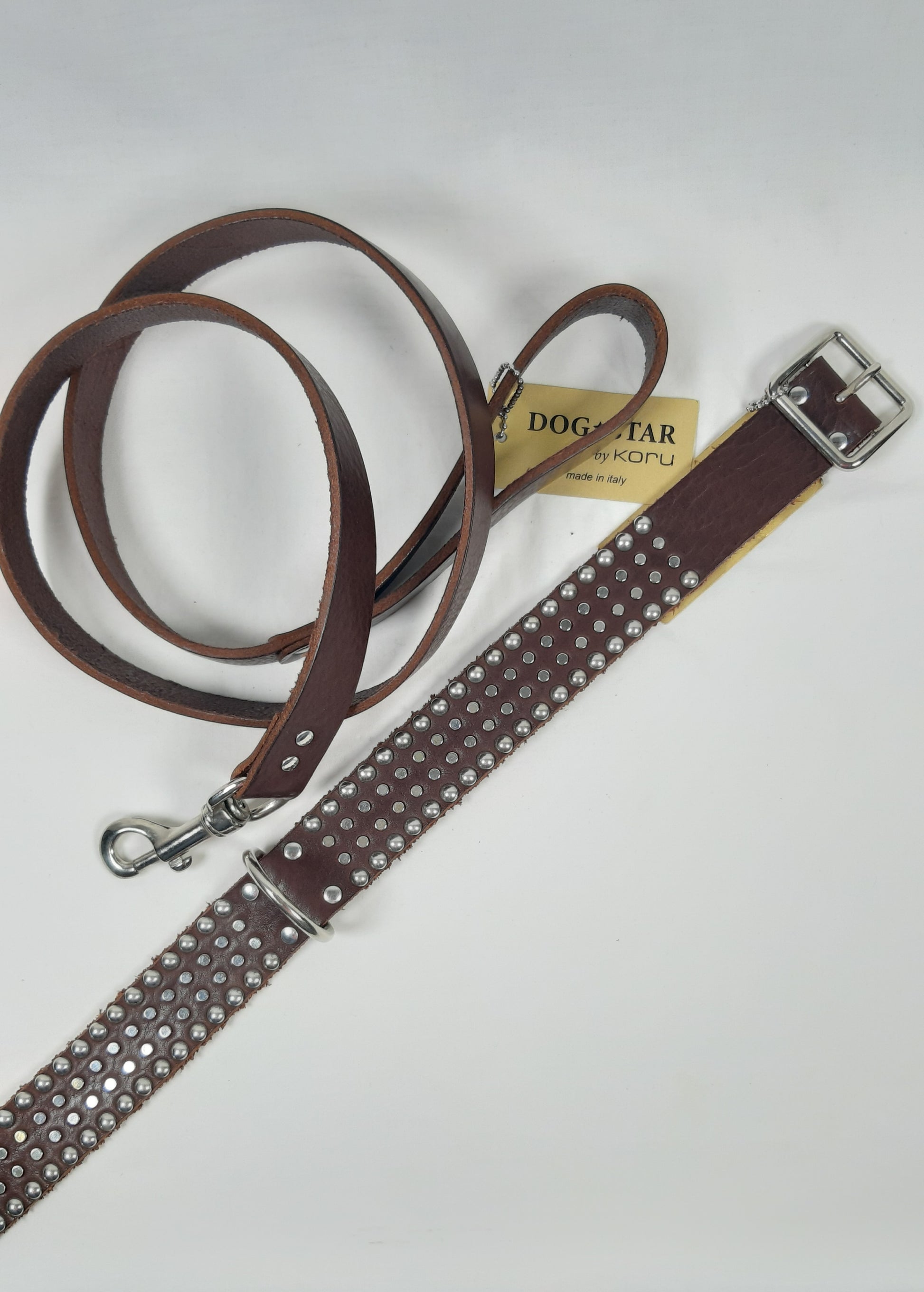 COLLARE IN CUOIO BORCHIATO h.3,5CM TG.55