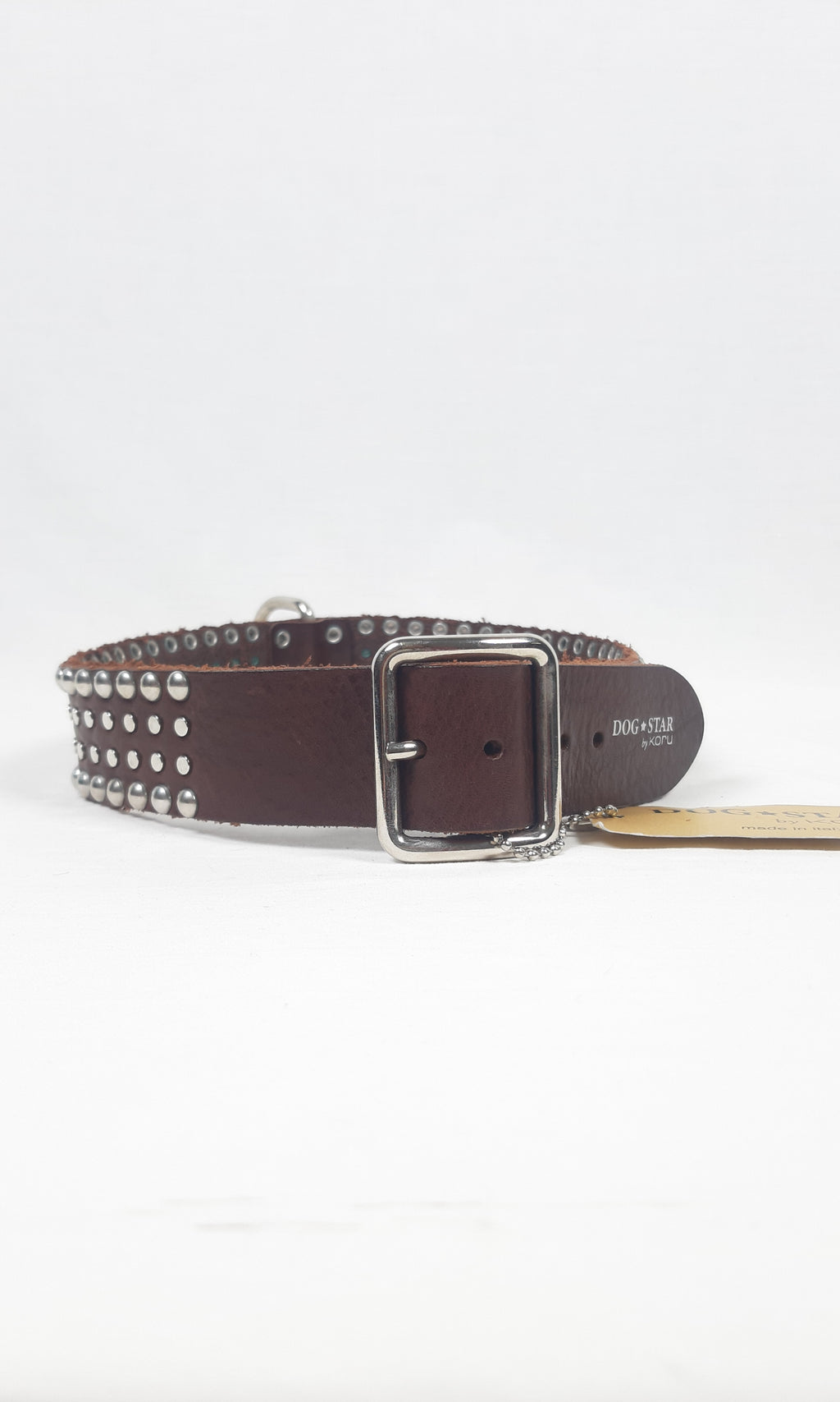 COLLARE IN CUOIO BORCHIATO h.3,5CM TG.55