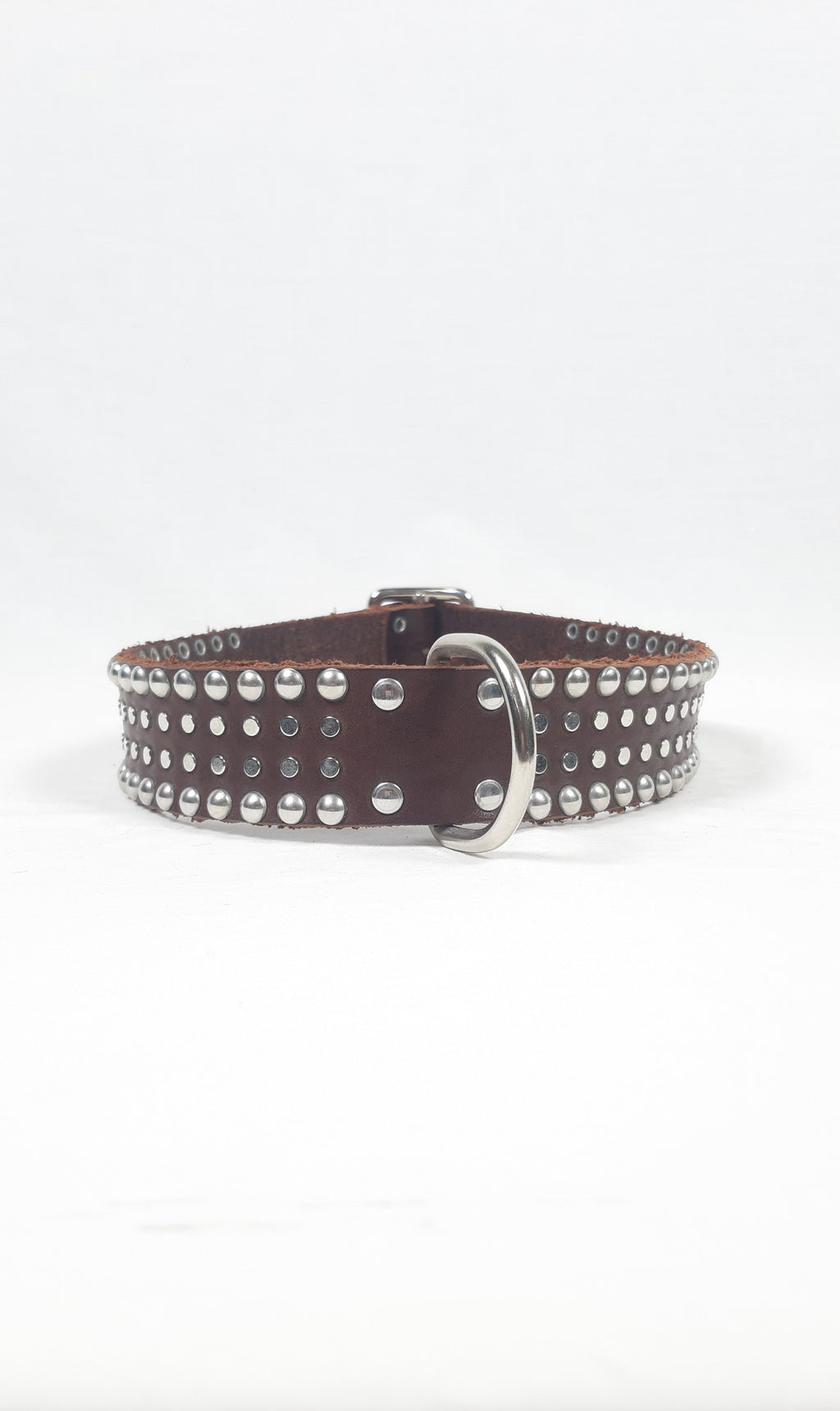 COLLARE IN CUOIO BORCHIATO h.3,5CM TG.55
