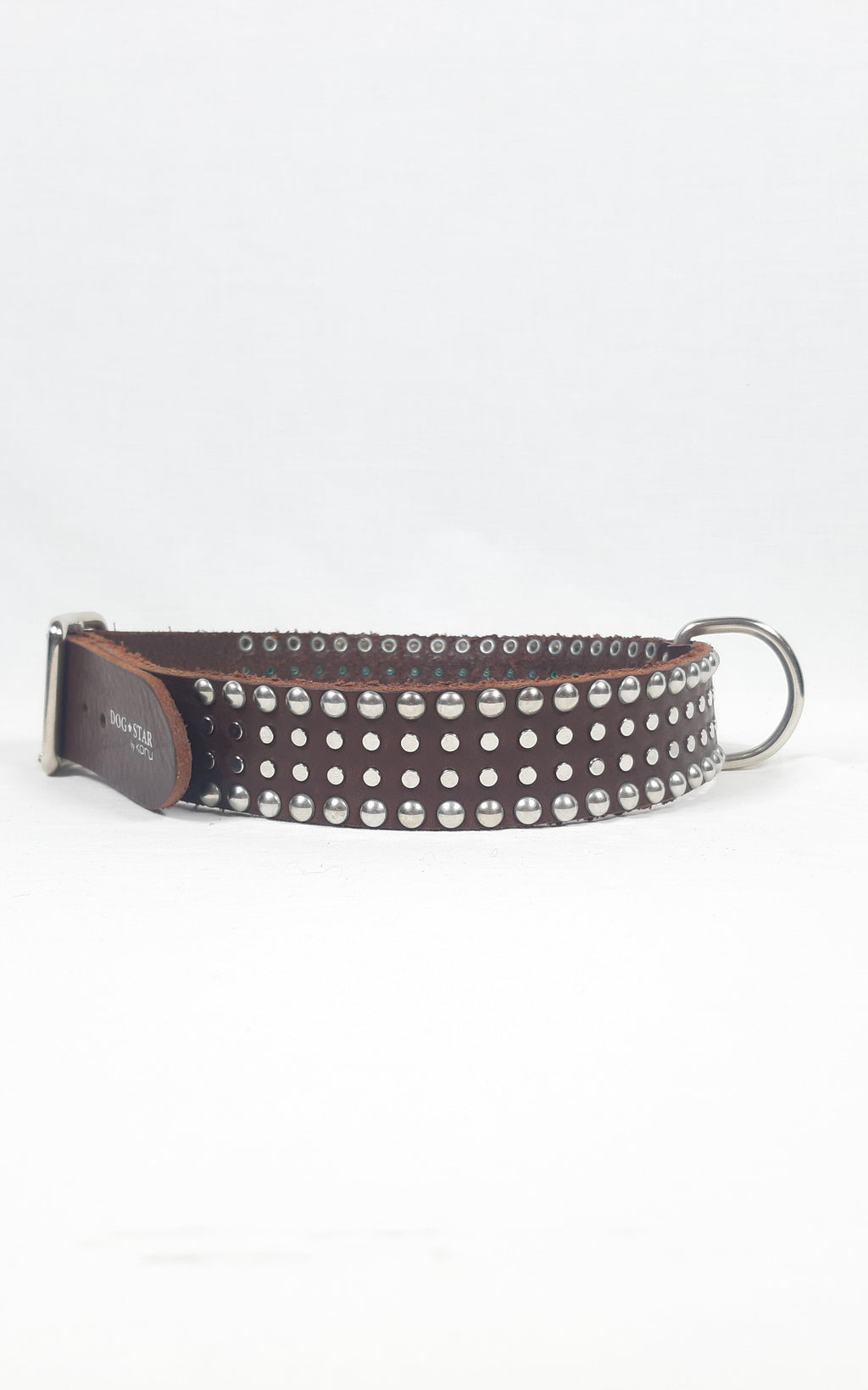 COLLARE IN CUOIO BORCHIATO h.3,5CM TG.55