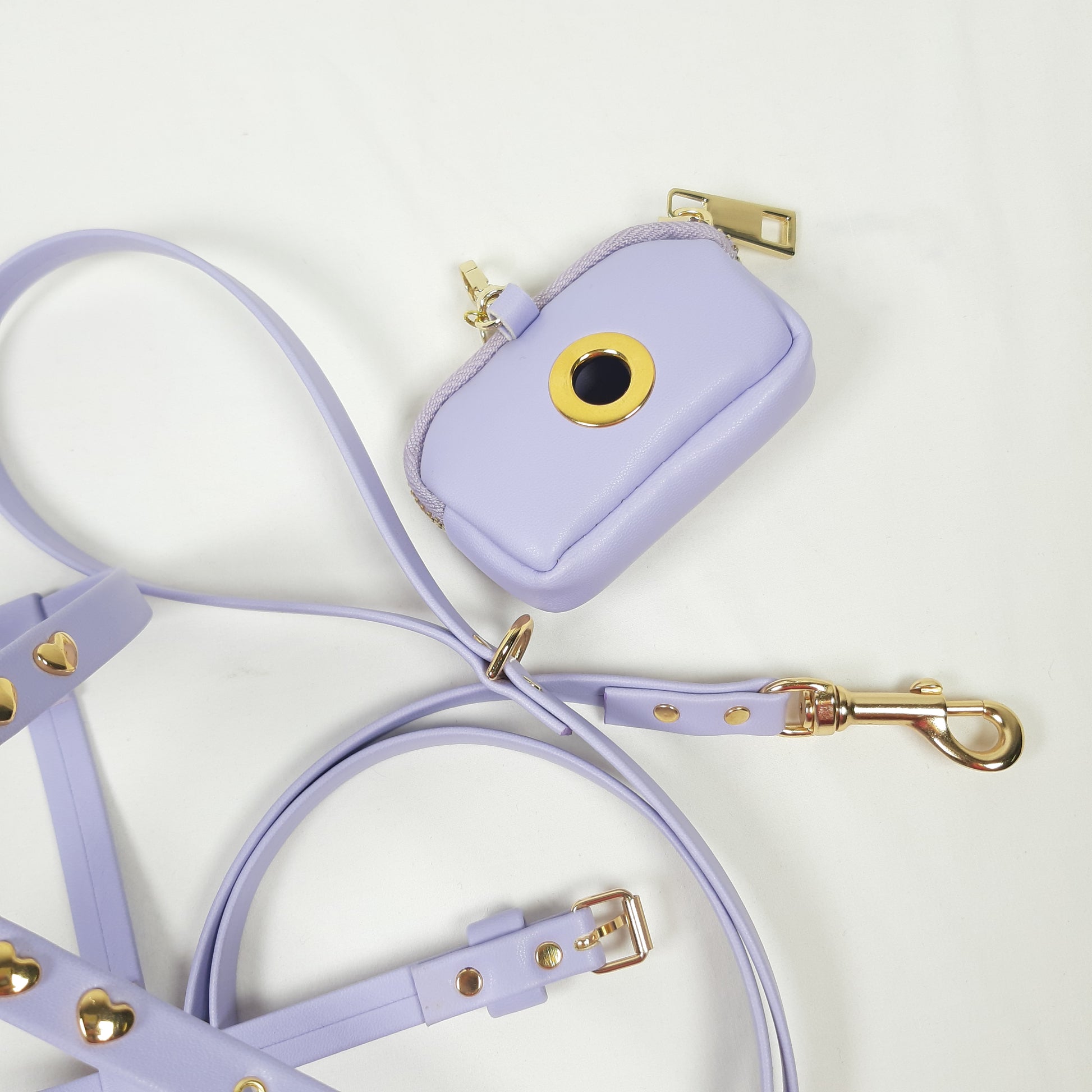 SET PETTORINA E GUINZAGLIO GLAM CUORICINI LILLA