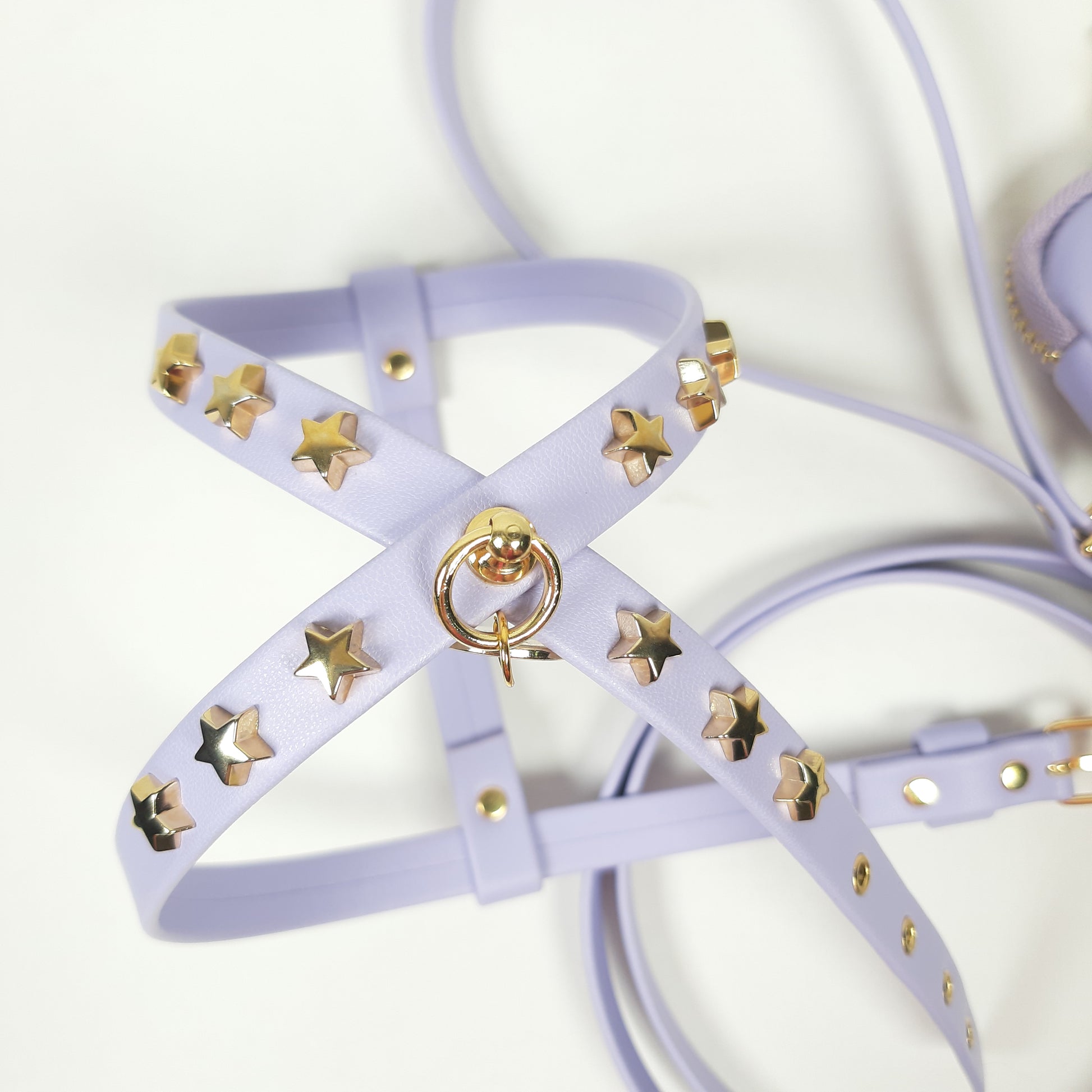 SET PETTORINA E GUINZAGLIO GLAM STELLINE LILLA