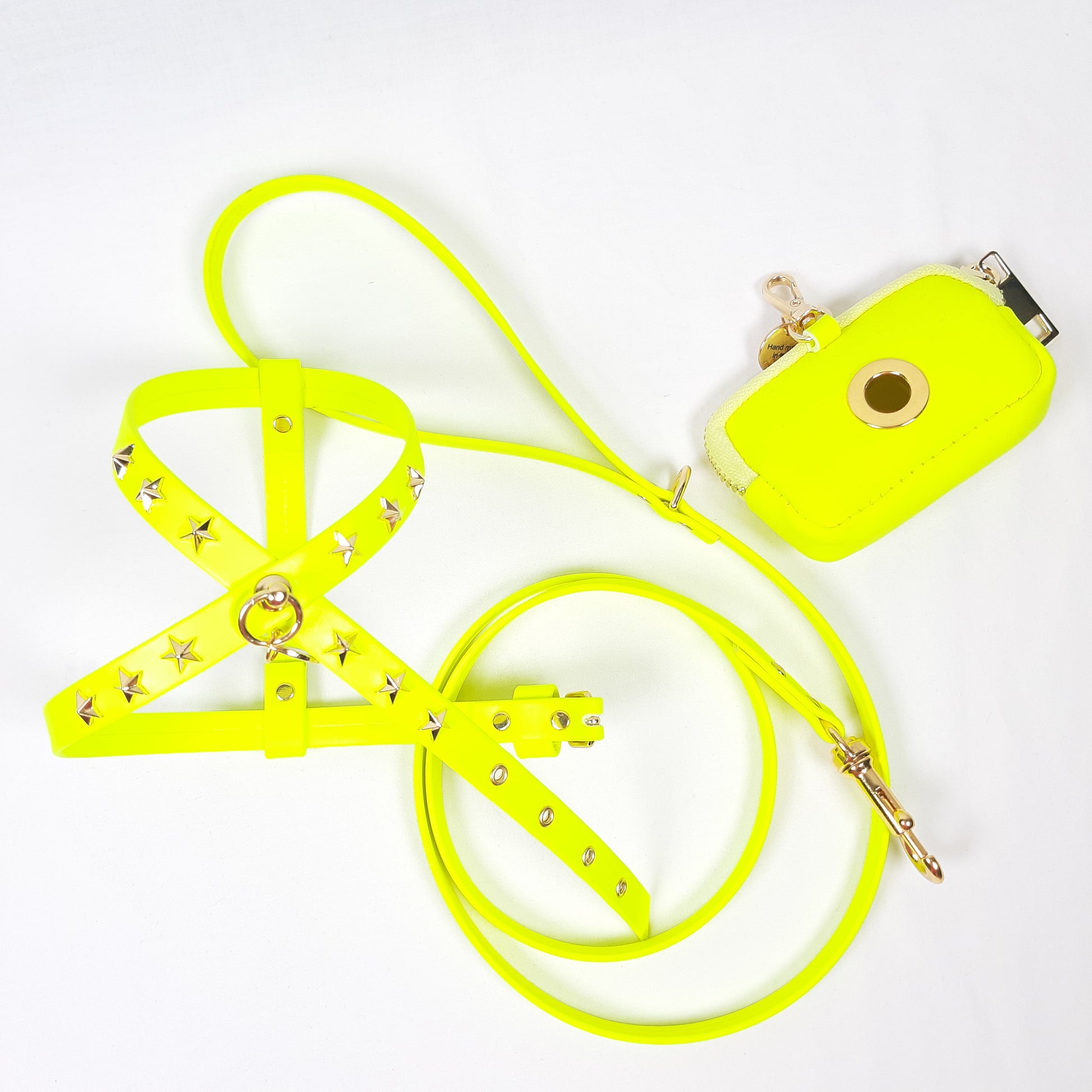 SET PETTORINA E GUINZAGLIO GLAM GIALLO FLUO