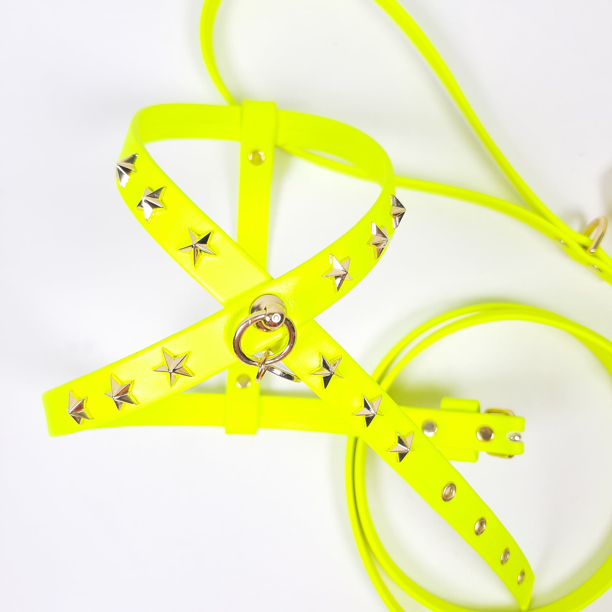 SET PETTORINA E GUINZAGLIO GLAM GIALLO FLUO