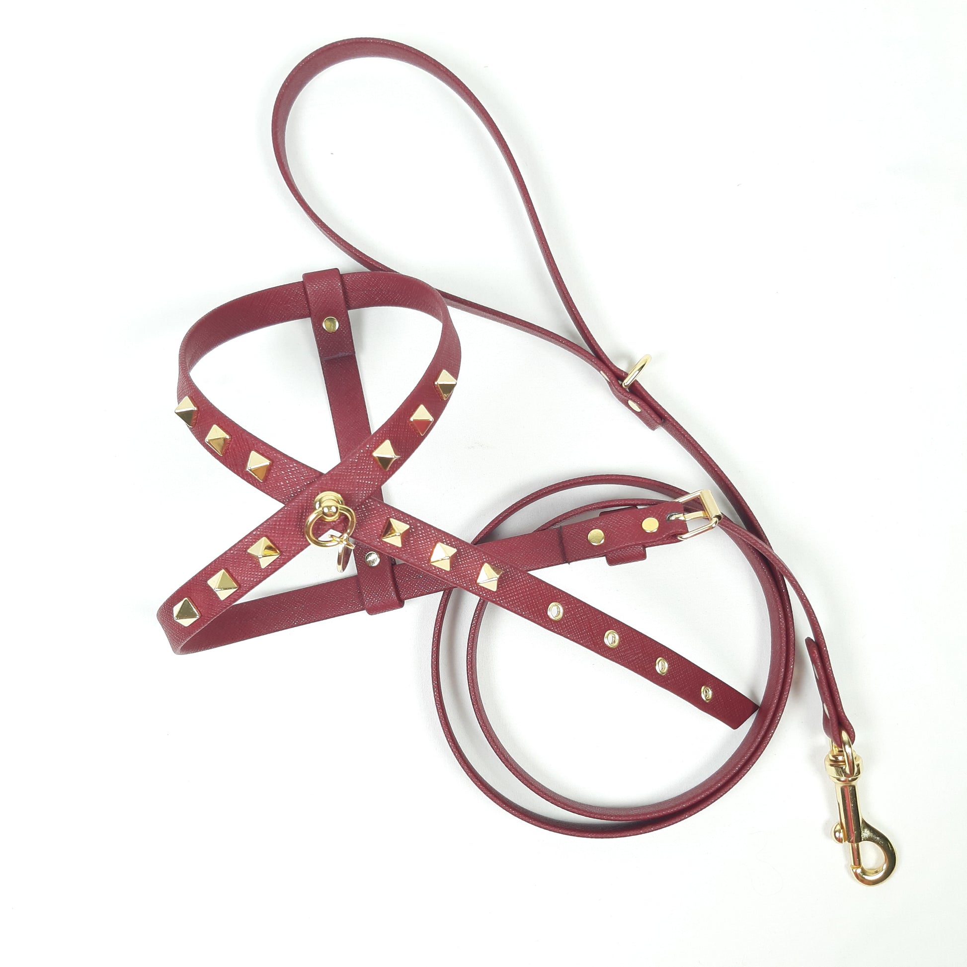 SET PETTORINA E GUINZAGLIO GLAM BORDEAUX