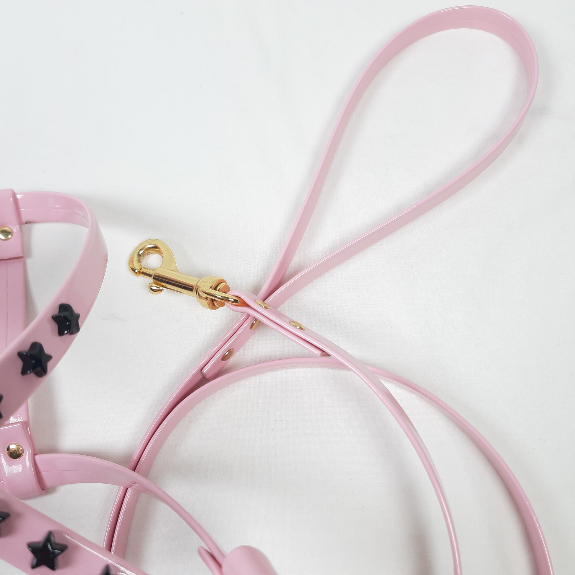 SET PETTORINA E GUINZAGLIO GLAM VERNICE ROSA