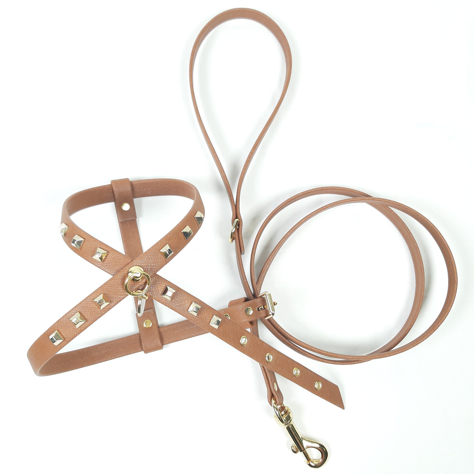 SET PETTORINA E GUINZAGLIO GLAM MARRONE