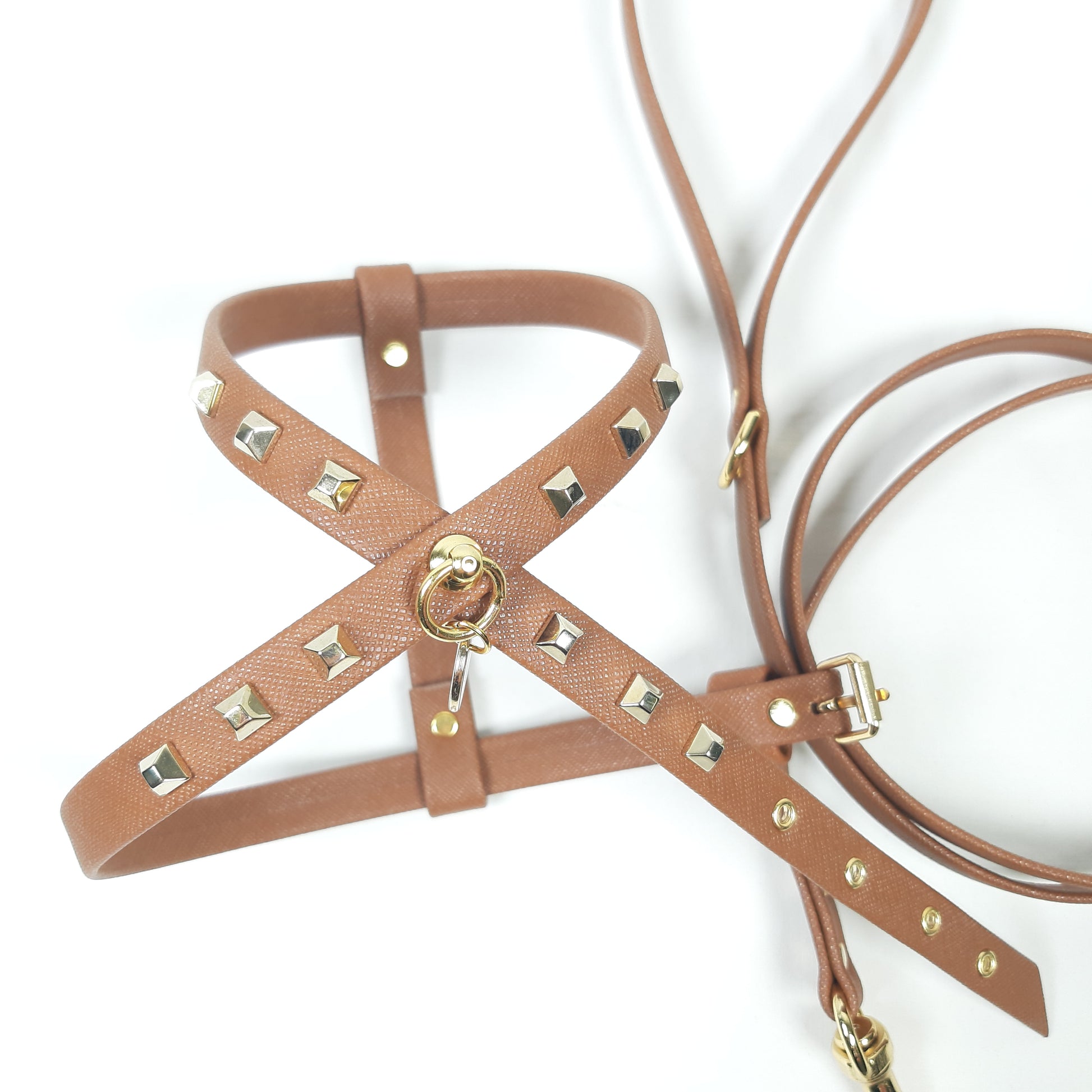 SET PETTORINA E GUINZAGLIO GLAM MARRONE