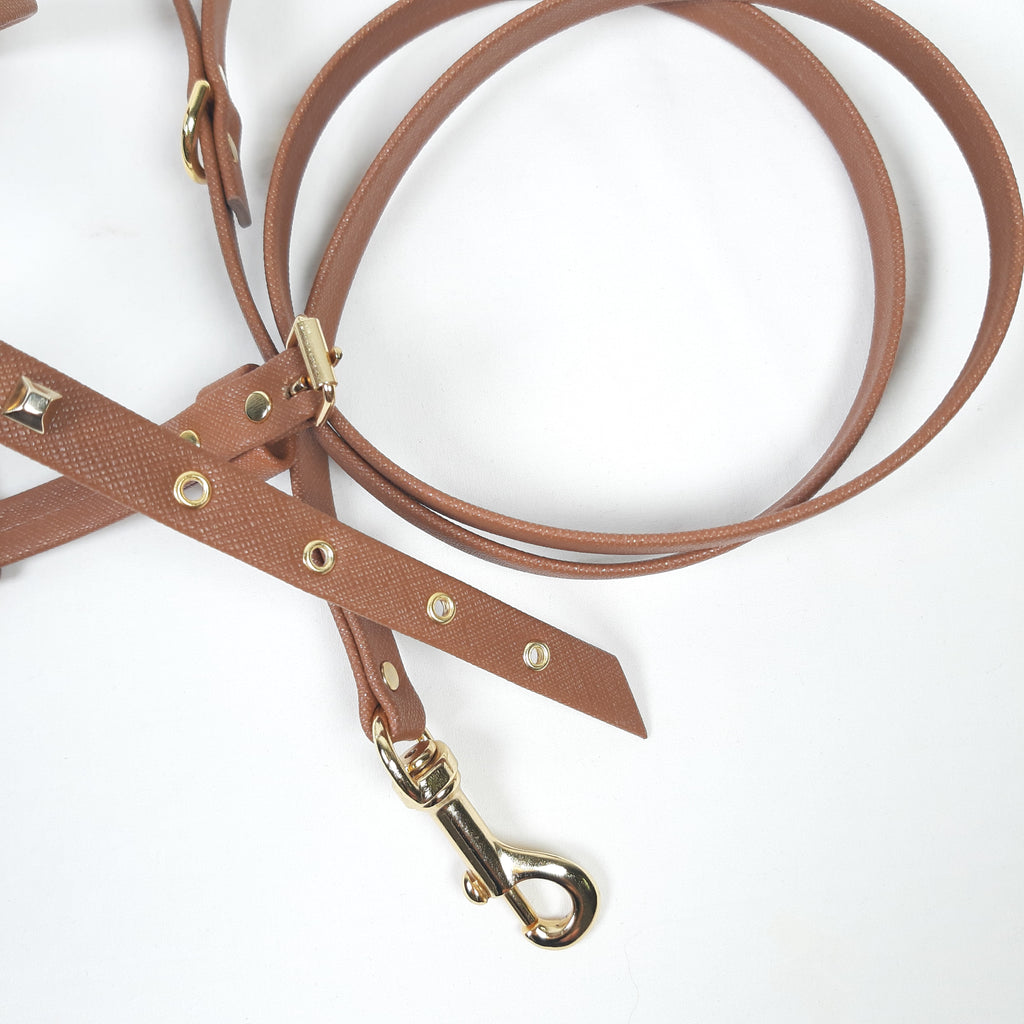 SET PETTORINA E GUINZAGLIO GLAM MARRONE