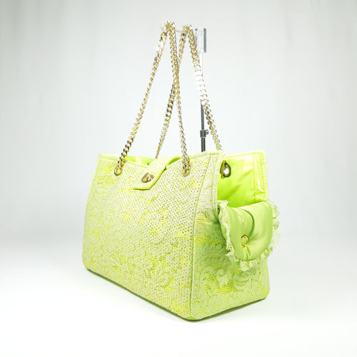BORSA ELEGANTE VERDE LIME E ORO
