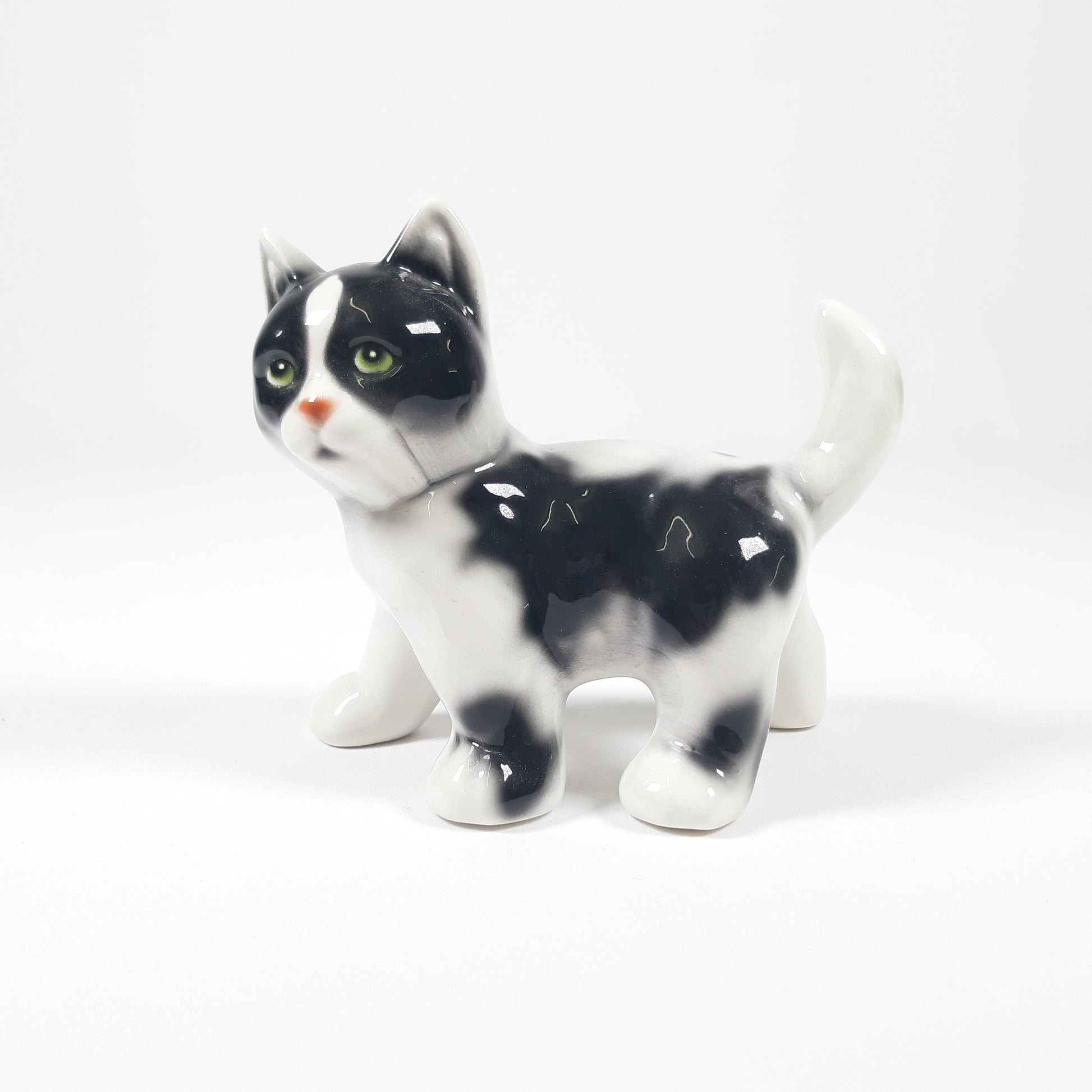 STATUETTA IN CERAMICA GATTO BIANCO E NERO