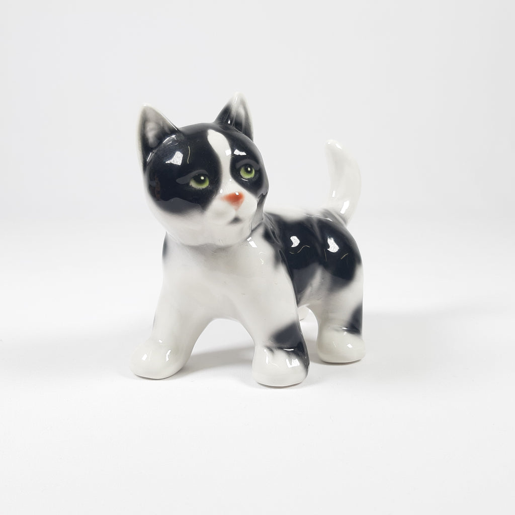 STATUETTA IN CERAMICA GATTO BIANCO E NERO
