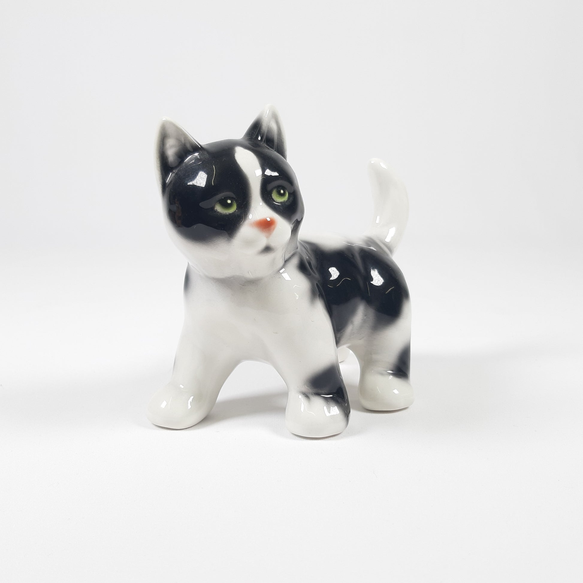 STATUETTA IN CERAMICA GATTO BIANCO E NERO