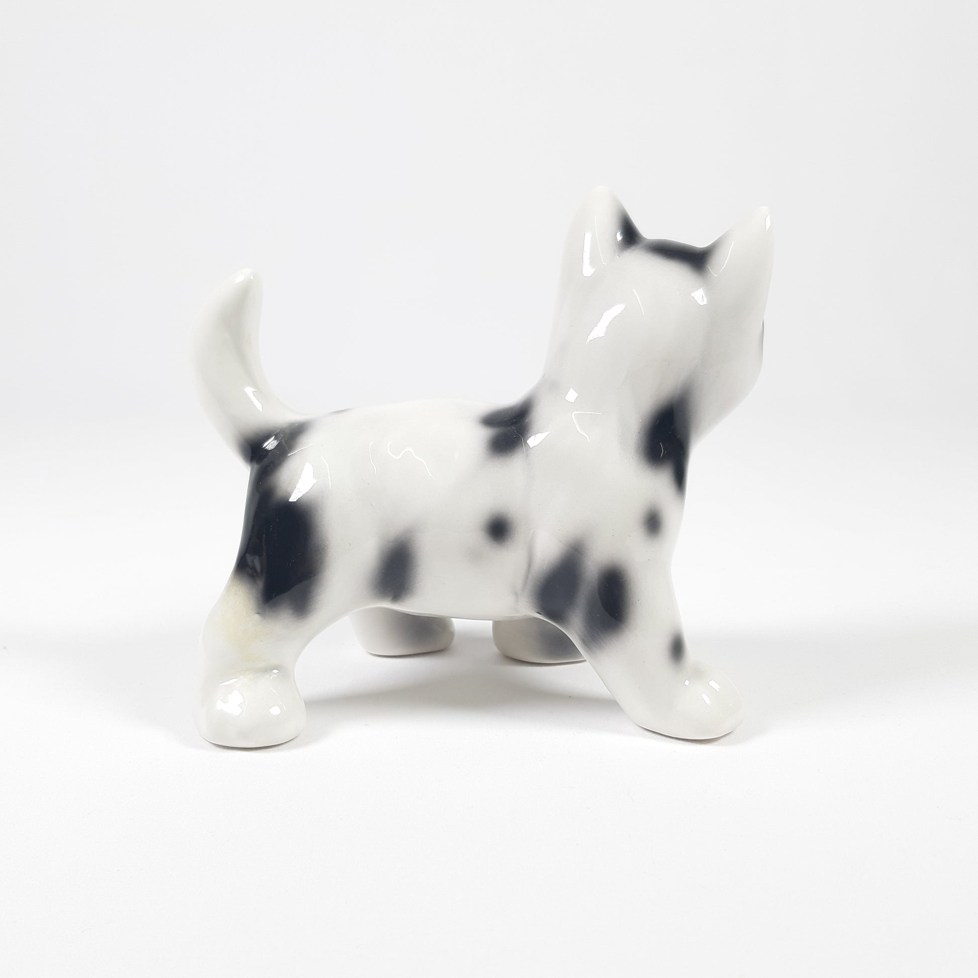 STATUETTA IN CERAMICA GATTO BIANCO E NERO
