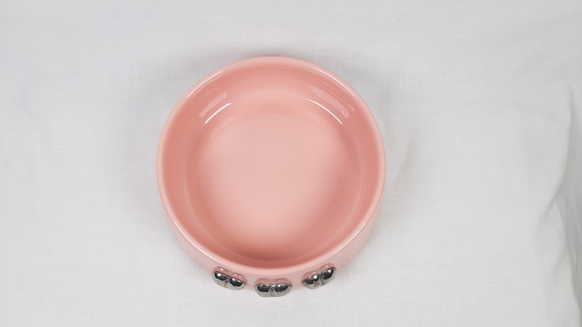 CIOTOLA CERAMICA ROSA 3 CUORI ARGENTO