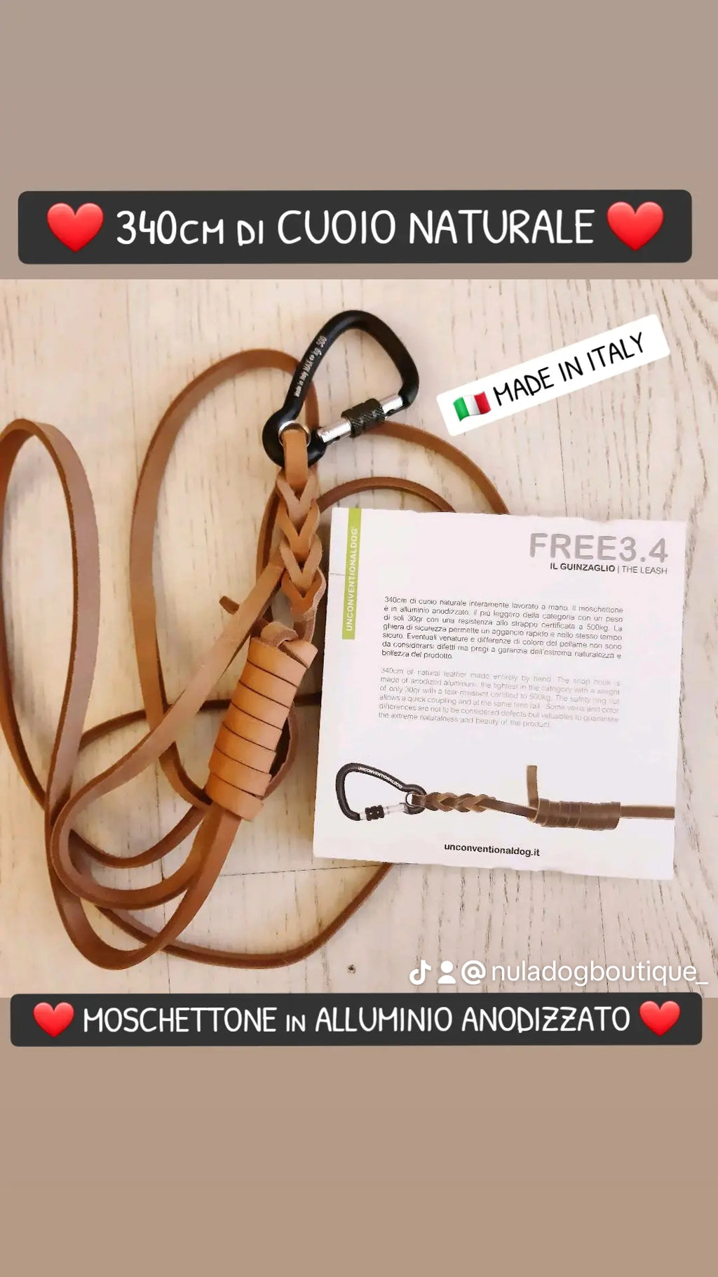 GUINZAGLIO IN CUOIO 340CM  FREE 3.4